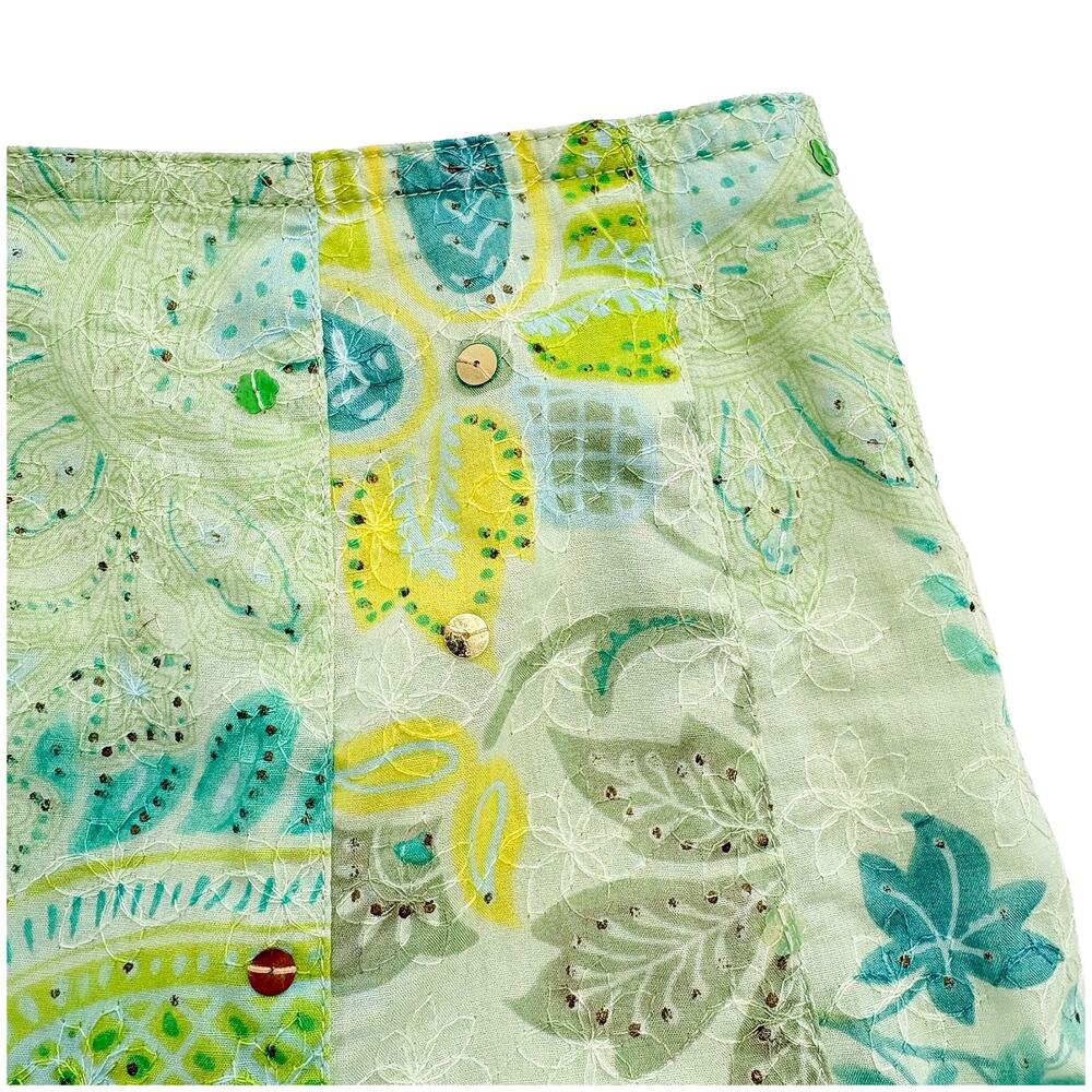 VTG Express Y2K Paisley A-Line Skirt Women 2 Fairy Sequin Embroidered Patchwork - Picture 10 of 10